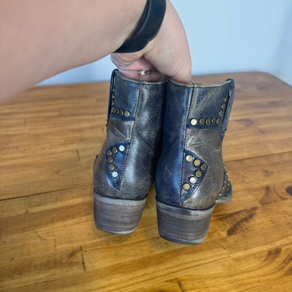 Circle G Inlay Studded Star Western Leather Ankle Boots Size 6 - Picture 5 of 7